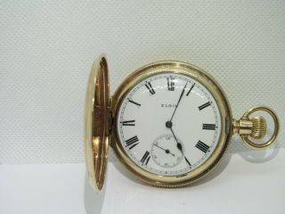 1906 Elgin Full Hunter Pocket Watch Gold Filled Case In V.  G.  C,  Serviced