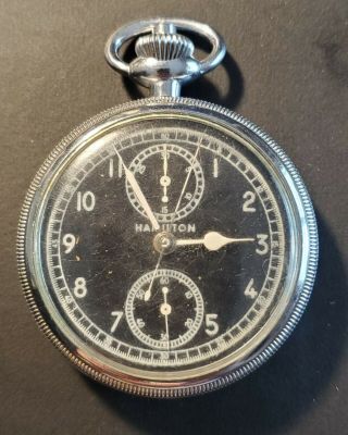 Low Serial Wwii Hamilton Model 23 Military Chronograph 19j Pocket Watch