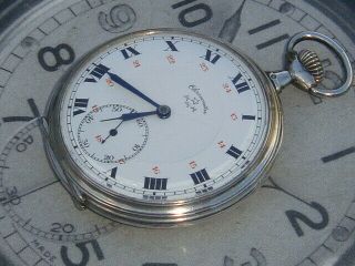 Silver Military 24 Hour Dial Pocket Watch Hp Art Deco Mmm Chronometre Grade 20s