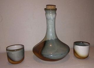 VTG Robert Maxwell Decanter And Two Cups Pottery Craft 1970 ' s 3