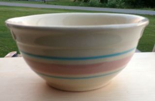 Vintage Mccoy Usa Pottery Pink & Blue Stripe 7 " Oven Proof Bowl