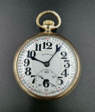 Illinois Pocket Watch 1923 19 Jewels Size 16s 4355856 Dueber 10k G.  F.  Runs 30