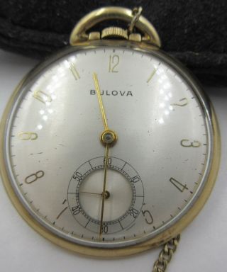 Bulova Pocket Watch 17 Jewel Wind Up Swiss 17ah Vintage 10k Rolled Gold