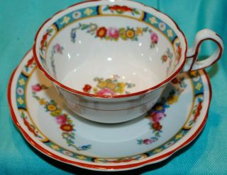 Vintage Royal Stafford Garland Rose Tea Cup Saucer Set England Bone China Minton