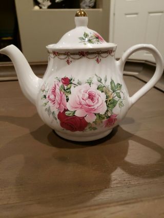 Arthur Wood & Son Teapot - Staffordshire England Pink Red Roses