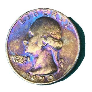 1970 - United States Of America Washing Quarter Dillar Rainbow Tone Gold/purple,