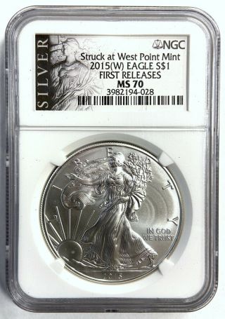 2015 (w) Silver Eagle S$1 Struck At West Point - First Releases Ngc Ms 70