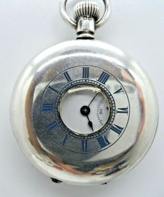 A Solid Silver Waltham Half Hunter Fob Watch 1892