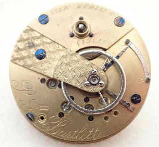 1865 18s Waltham Ps Bartlett Model 1857 Key Wind Pocket Watch Movement Parts