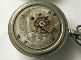 Rare Illinois Railroad Dispatcher Special 18s 17j Pocket Watch Running Strong
