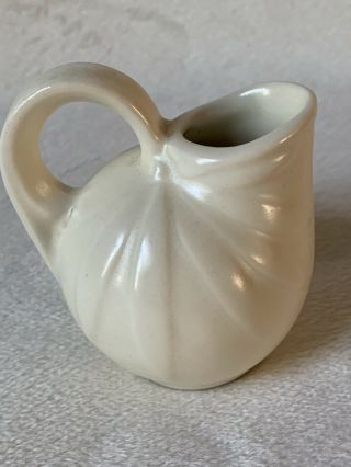 Miniature Shawnee Pottery Vase Pitcher Ivory Cream Marked Usa Pottery Vintage