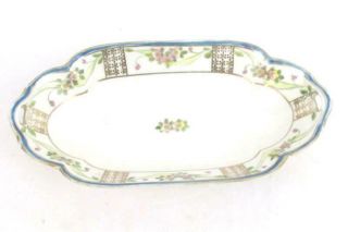 Nippon Vintage Hand Painted Candy Nut Serving Dish Gold Trim White Pink Floral