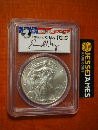 2014 Silver Eagle Pcgs Ms70 Edmund Moy Hand Signed Label