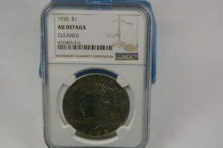 1935 $1 Silver Peace Dollar Ngc Au Details Cleaned