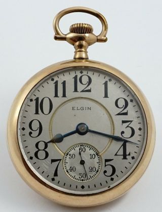 Elgin Father Time 21 Jewel 18 Size Diamond Endstone Railroad Pocket Watch