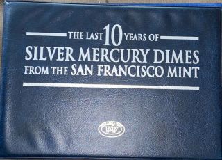 Last 10 Years Of Mercury Dimes Display Panel W/ 10 Silver Dimes 1936 - 1945