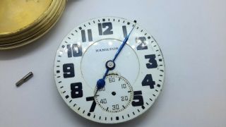 16 size Hamilton 992 Railroad Pocket Watch in Gold filled 10k Wadswor.  Parts Fix 2
