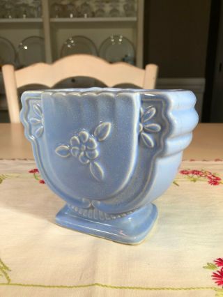 Vintage Usa Art Pottery Blue Flower Planter/vase,  Art Deco