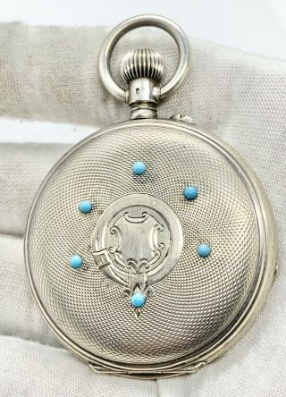 Hy Moser & Ce Pocket Watch In Coin And Turquoise Case