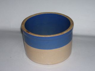 Vintage Blue White Stoneware Butter Crock 3 X 5