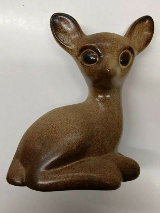 Vintage Howard Pierce Porcelain Dark Brown Deer Doe Fawn Figurine