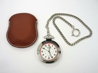 Old Stock Swiss Army Pocket Watch 24720 Victorinox With Pouch Luminous Hands