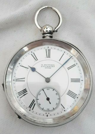 Swiss Solid Silver Gents Pocket Watch.  Gents 1800s 15j (full Order).