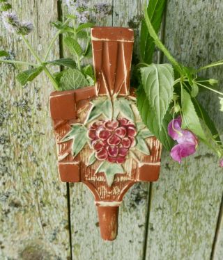 Vintage Mccoy Pottery Usa Wall Pocket Vase,  Floral,  9 "