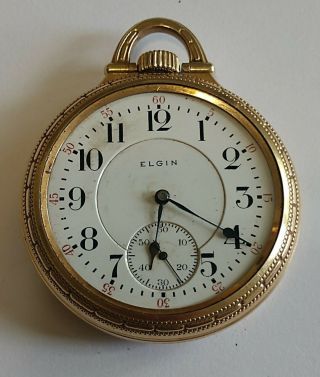 Elgin Rr Pocket Watch In Gold Filled Case 21 Jewel Parts