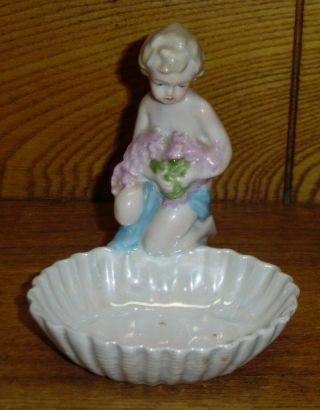 Vintage German Porcelain Figural Trinket Dish - 4 3/4 "
