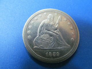 1859 Seated Liberty Quarter - Well Detailed Well Preserved - Circulated Coin