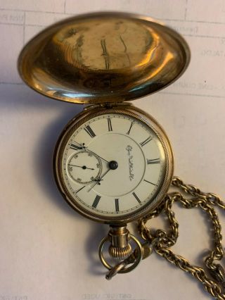 1886 Elgin Hunting Pocket Watch With Chain And Key - 18s