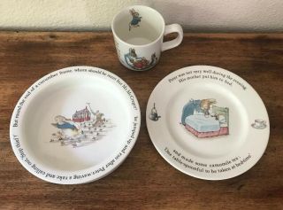 Vintage Wedgewood Peter Rabbit 3 Piece Nursery Set Cup Plate Beatrix Potter