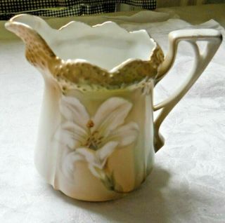 Rs Germany Reinhold Schlegelmilch Hand - Painted Porcelain Lily Creamer Exc
