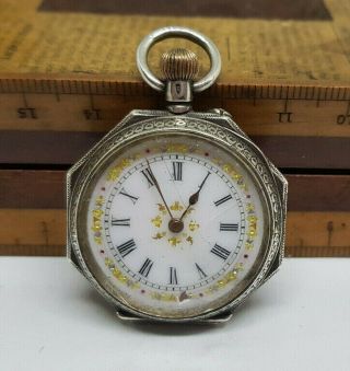 Antique Solid Silver White Dial Fob Pocket Watch Spare Only