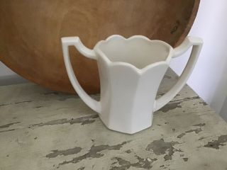 Vintage Mccoy Usa Pottery White Two Handle Loving Cup Very Unique