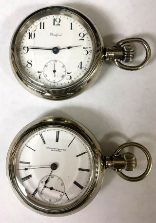 Rockford pocket watches,  18 size,  1876 KW,  and a 1898 windup runs. 2