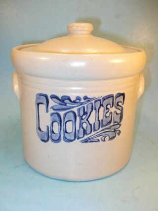 Vtg Pfaltzgraff Yorktowne Stoneware Cookie Jar Canister Crock W/handles & Lid