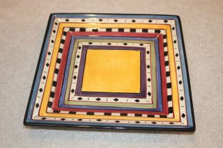 Tabletops Gallery Argentina 10 1/4 " Square Plate Hand Painted Ceramic