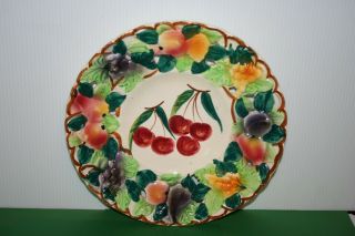 2 Italian Hand Painted Ceramic Art Pottery Colorful Fruit Plate Shallow Bowl 3
