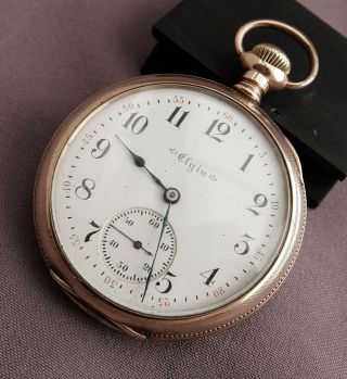 1901 Elgin 16 Size 17 Jewels 244 Grade Pocket Watch Gold Filled Case For Service