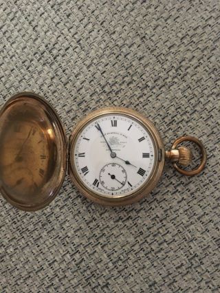 Pocket Watch Full Hunter Thomas Russell & Son Liverpool Gold Plate