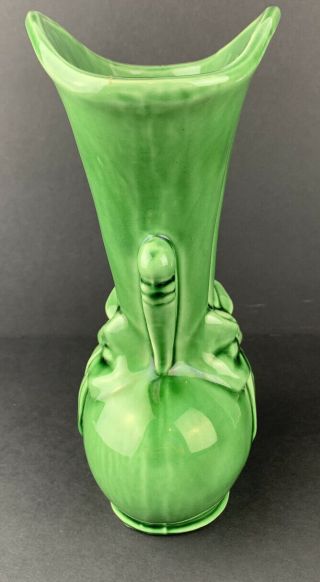 Vintage Dark Green Shawnee Pottery Bow Knot Vase Marked USA 819 3