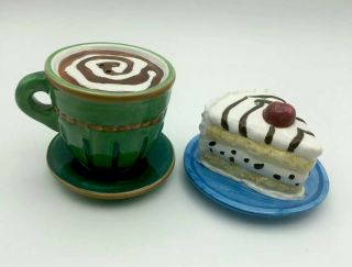 Treasure Craft Cake & Coffee Salt & Pepper Shaker Tabletop Ceramic Decor Set