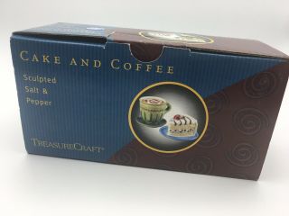 Treasure Craft Cake & Coffee Salt & Pepper Shaker Tabletop Ceramic Decor Set 2