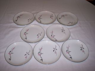 Set Of 8 Fine China Of Japan Cherry Blossom Bread Plates