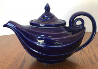 Vintage Cobalt Blue Hall China Aladdin Teapot W/ Oval Lid & Infuser