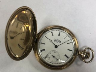 1896 Elgin Gr.  117 6s 7j Gold Filled Hunter Pocket Watch Runs & Stops