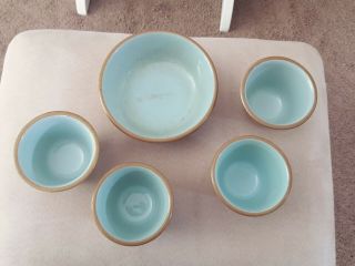 Chateau Buffet TST Taylor Smith Brown / Turquoise Soup Cereal Bowl and Cups 2