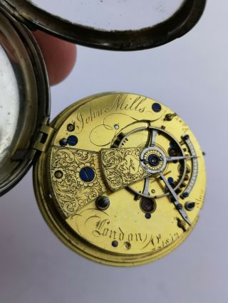 - Mills,  London,  Silver Fusee Pocket Watch For Restoration (i6)